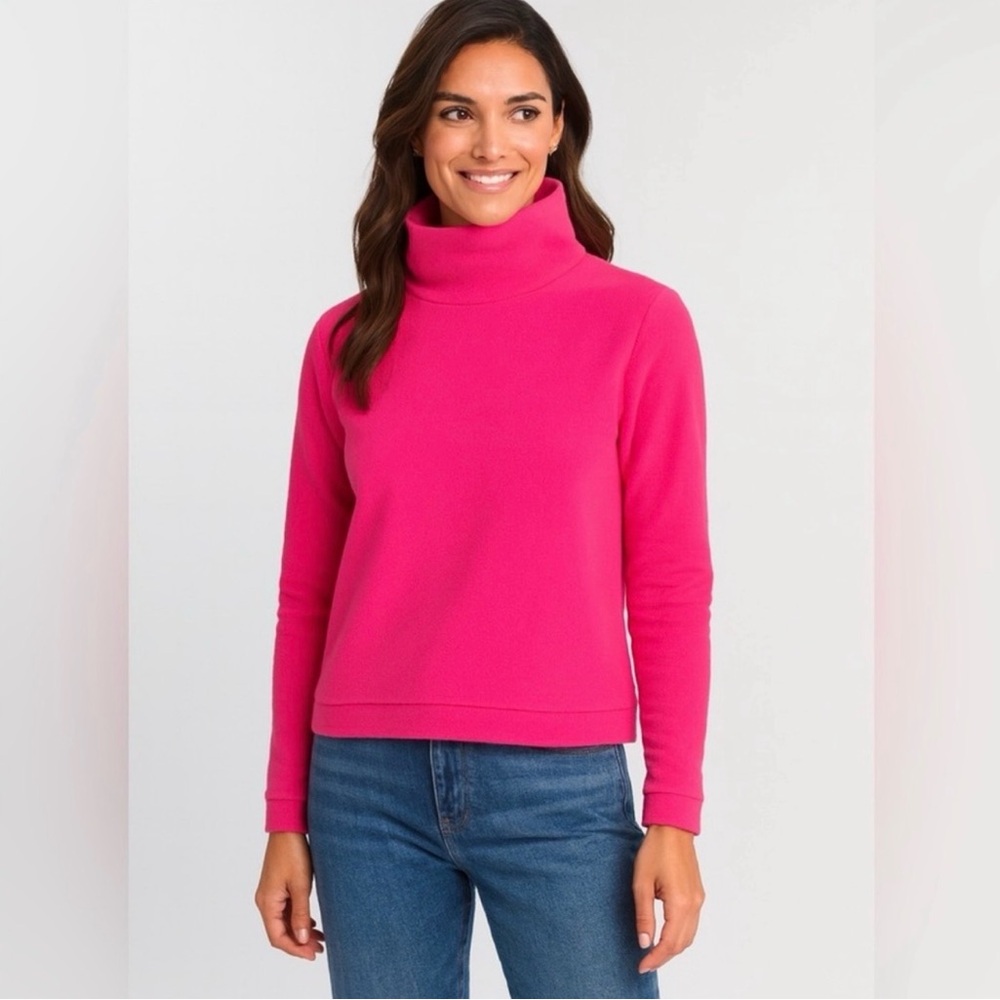 Dudley Stephens Park Slope Hot Pink Funnel Neck Fleece Top